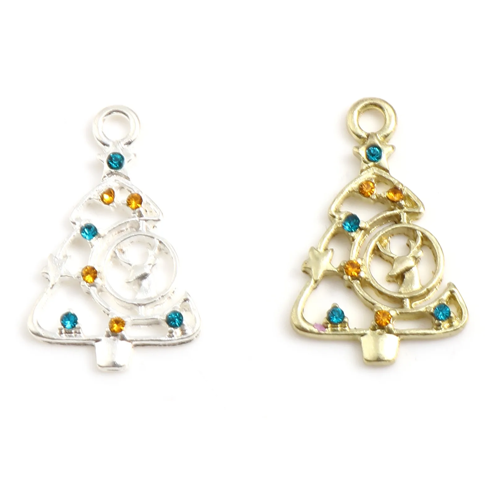 Vintage Metal Charms Christmas Tree Multicolor Rhinestone Gold/Silver Color Pendants DIY Making Necklace Jewelry 25mmx13mm,10PCs
Vintage Metal Charms Christmas Tree Multicolor Rhinestone Gold/Silver Color Pendants DIY Making Necklace Jewelry 25mmx13mm,10PCs