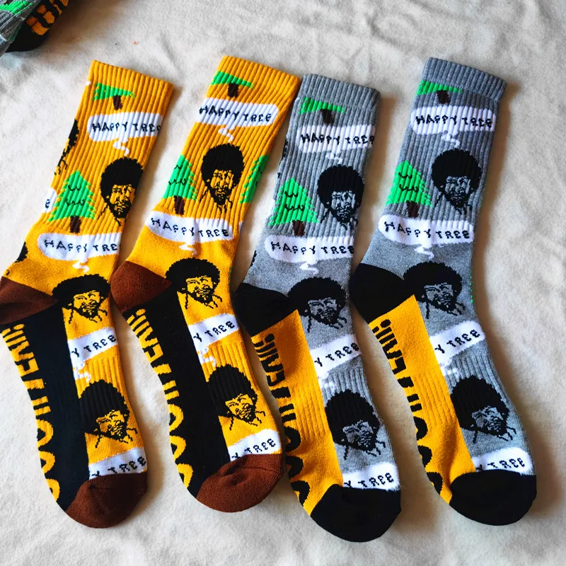Terry thickened sports tube tide socks yellow old man gray old man