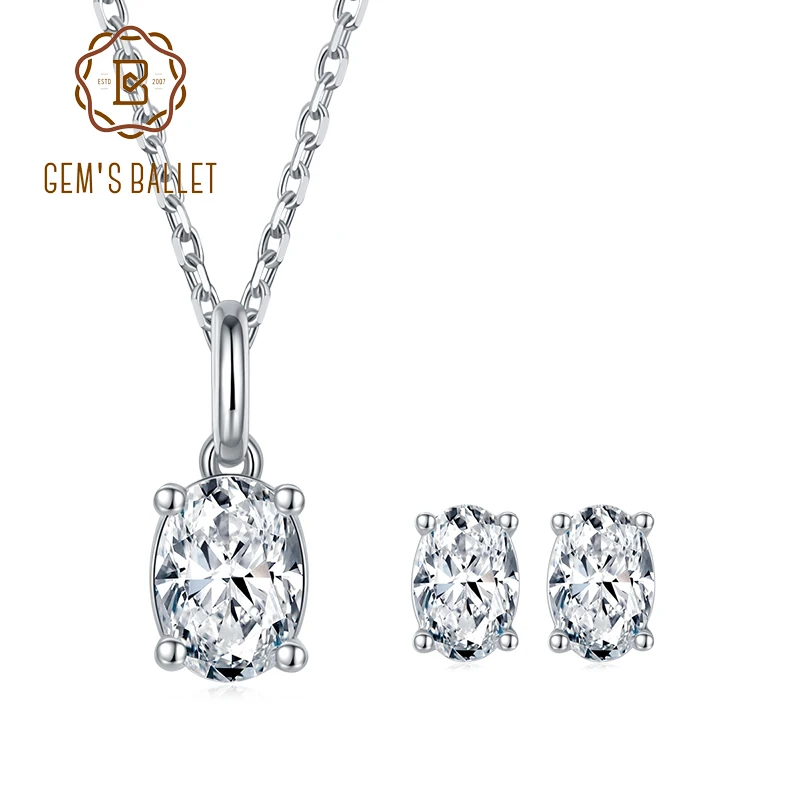 GEM'S BALLET 925 Sterling Silver Bridal Jewelry Set Oval Brilliant Moissanite Pendant Necklace Earrings Sets For Women Wedding
GEM'S BALLET 925 Sterling Silver Bridal Jewelry Set Oval Brilliant Moissanite Pendant Necklace Earrings Sets For Women Wedding
