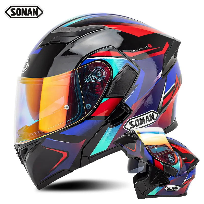 Flip Up Motorcycle Helmet for Men Colorful Lens Double Visor Casco De Moto Hombre Women Modular Mtb Helmet Full Face
Flip Up Motorcycle Helmet for Men Colorful Lens Double Visor Casco De Moto Hombre Women Modular Mtb Helmet Full Face