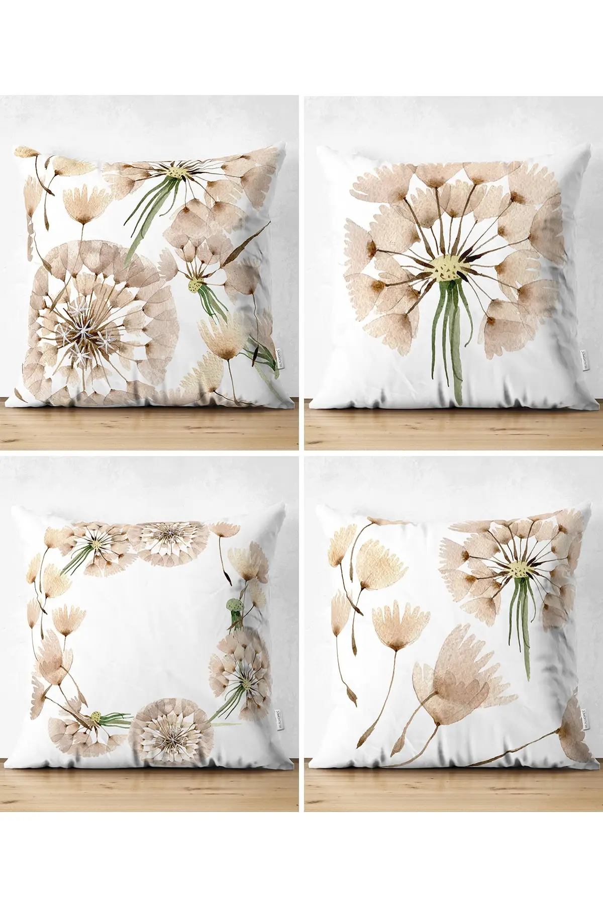 

4'lü Double Sided On A White Background Flower Pattern Modern Suede Cushion Pillow Decorate Case Set High Quality Stylish Home Garden Room Kitchen Gift Useful Decorative Colorful