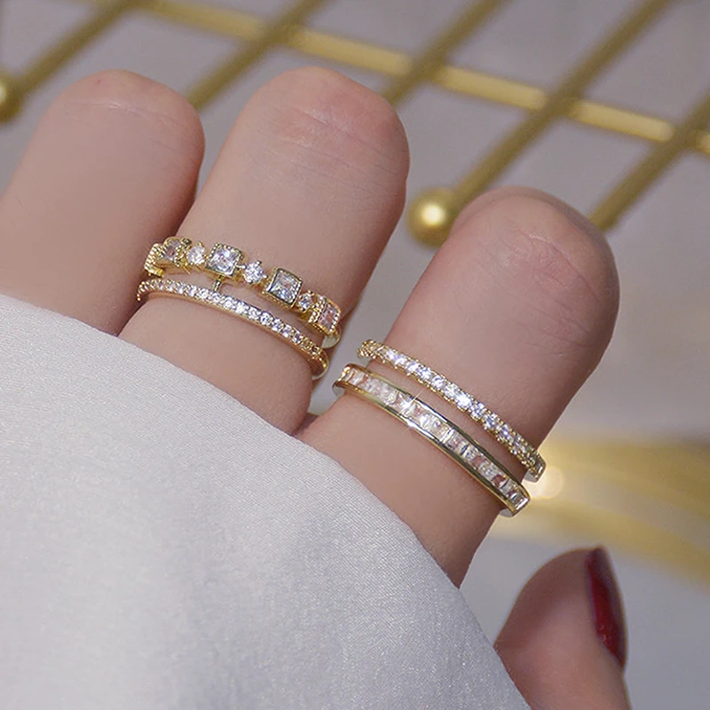 Luxury 14K Real Gold Double Layer Ring Inlaid CZ For Women Adjustable Zirconia Brilliant Opening Rings Wedding Jewelry Bijoux
Luxury 14K Real Gold Double Layer Ring Inlaid CZ For Women Adjustable Zirconia Brilliant Opening Rings Wedding Jewelry Bijoux