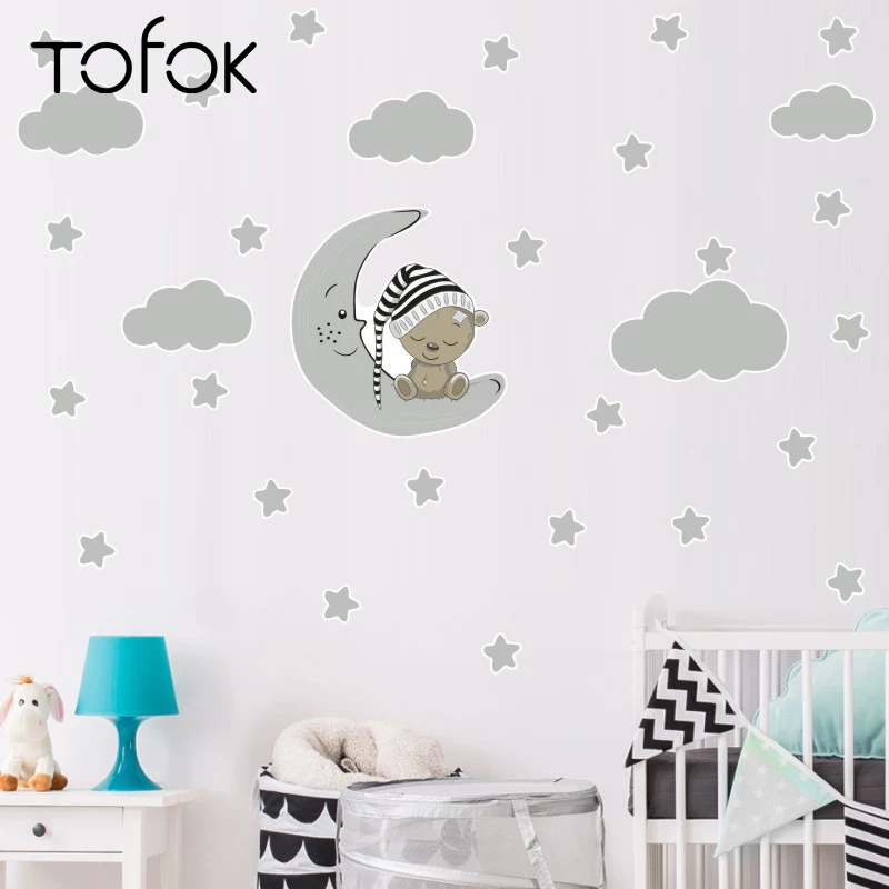 Tofok Lovely Bear Moon Stars DIY Wall Sticker Home Baby Children Room Nursery Decorative Sticker Removable Window Mural Decal
Tofok Lovely Bear Moon Stars DIY Wall Sticker Home Baby Children Room Nursery Decorative Sticker Removable Window Mural Decal