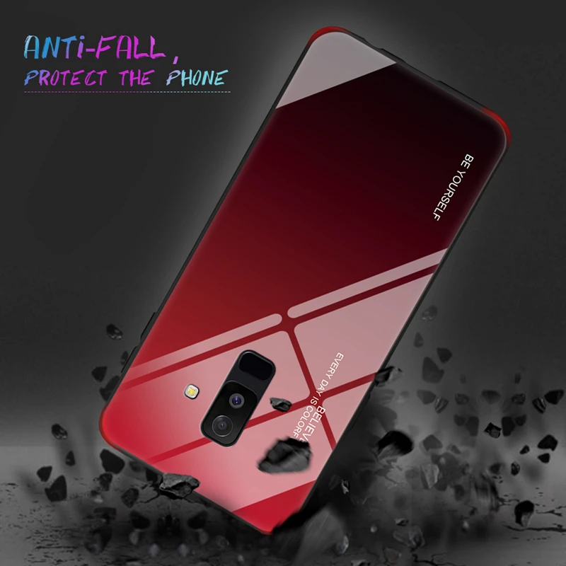 Gradient Tempered Glass Phone Housing For Samsung Galaxy Note 8 A8 Plus A7 2018 A5 2017 S8 S9 J8 J4 J6 A6 Back Cover Case |