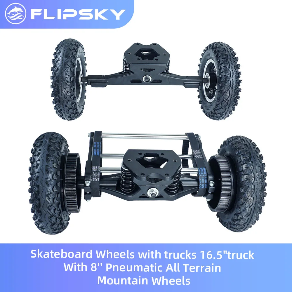 Skateboard Wheels with trucks 16.5"truck With 8'' Pneumatic All Terrain Mountain Wheels and two belt for DIY off road board/ESK8
Skateboard Wheels with trucks 16.5"truck With 8'' Pneumatic All Terrain Mountain Wheels and two belt for DIY off road board/ESK8