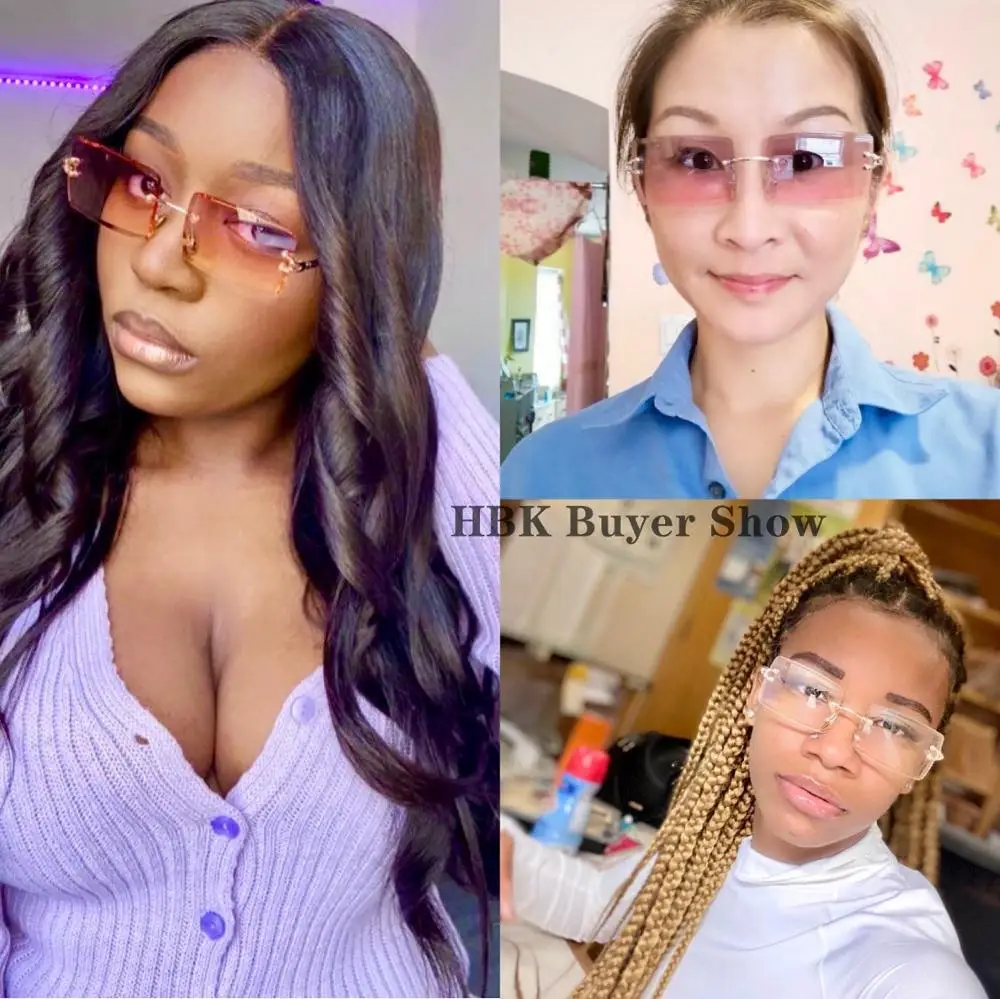 HBK Blue Rimless Sunglasses Women 2021 Retro Style Small Rectangle Gold Red Metal Chain Sun Glasses Square Frameless For Men
HBK Blue Rimless Sunglasses Women 2021 Retro Style Small Rectangle Gold Red Metal Chain Sun Glasses Square Frameless For Men