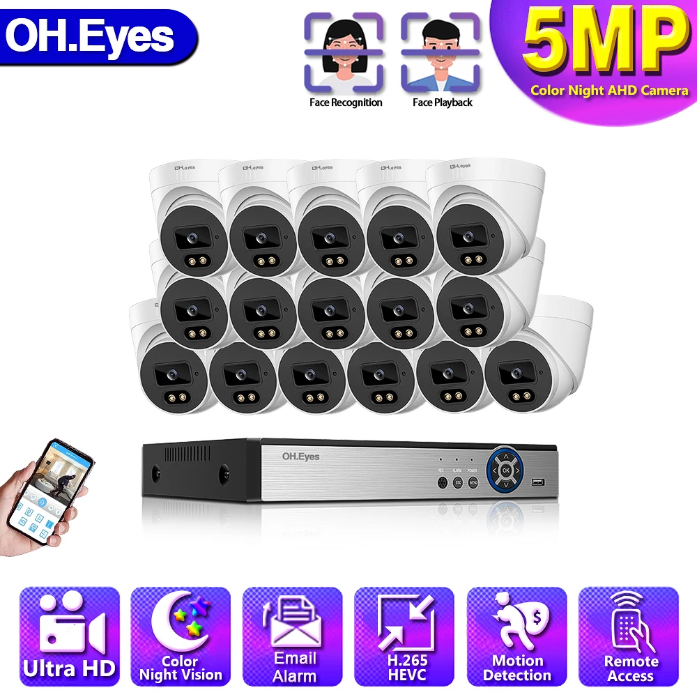 H.265 CCTV Video Surveillance Camera System Kit 16CH 5MP AHD DVR Ourdoor Motion Detection Security Camera System Set
H.265 CCTV Video Surveillance Camera System Kit 16CH 5MP AHD DVR Ourdoor Motion Detection Security Camera System Set