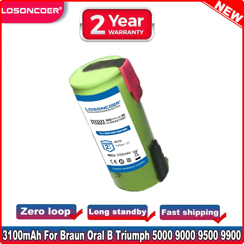 Сменный аккумулятор 3100 мАч для электрической зубной щетки Braun Oral B Triumph 49170 5000 9000 9500