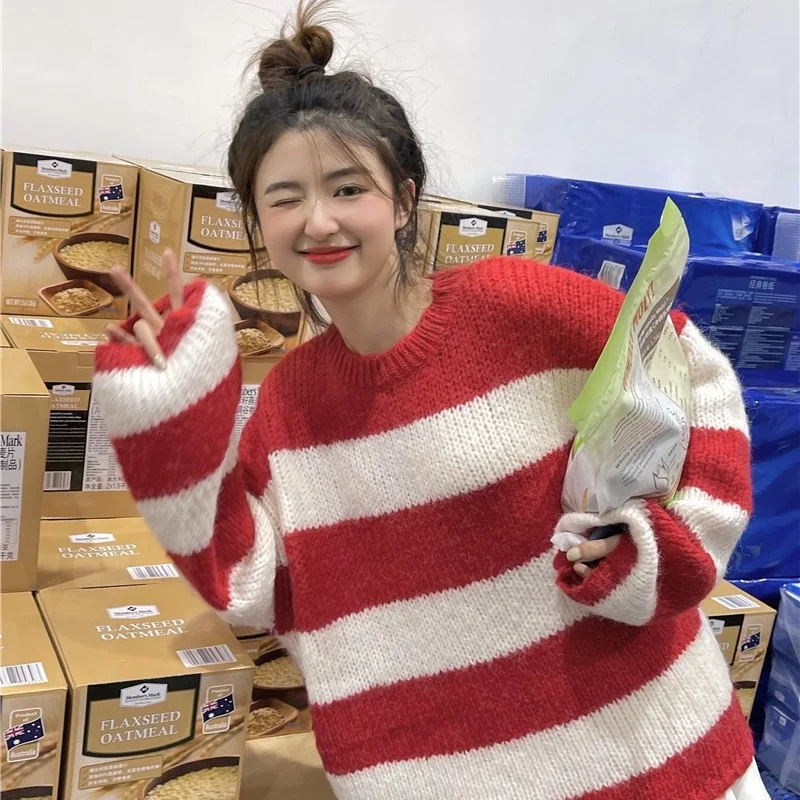 2021 Autumn Winter Korean Style Cute Youth-looking High-grade Contrast Color Striped Idle Style Pullover Loose Knit Rac
2021 Autumn Winter Korean Style Cute Youth-looking High-grade Contrast Color Striped Idle Style Pullover Loose Knit Rac