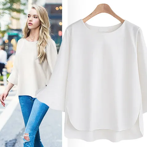 Summer Horn Three-quarter Sleeve Sleeve Nine-point Long Bottoming Shirt Super Casual Cool Commuting Irregular Hem Chiffon Shirt
Summer Horn Three-quarter Sleeve Sleeve Nine-point Long Bottoming Shirt Super Casual Cool Commuting Irregular Hem Chiffon Shirt