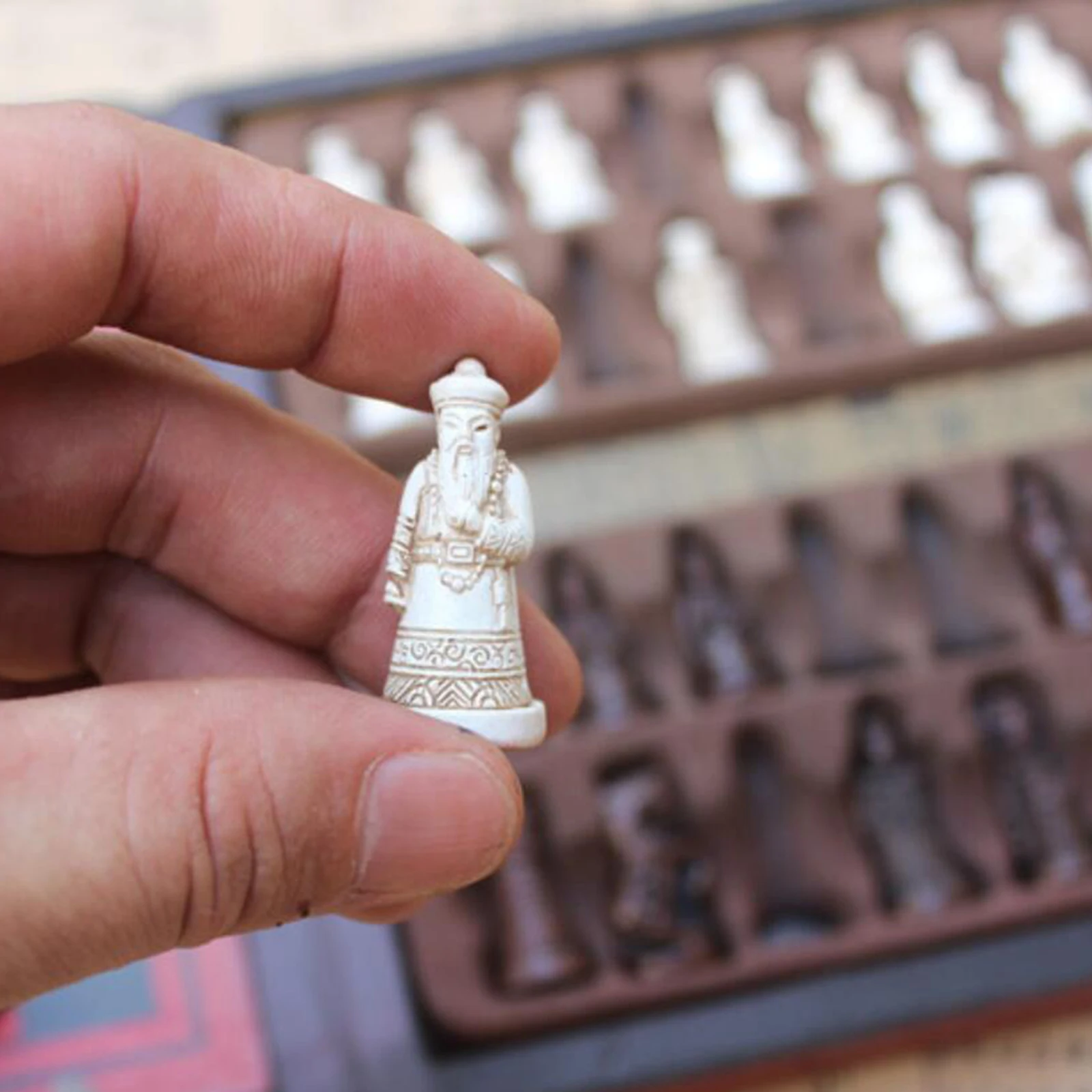 13" x 13" Wooden Folding Chess Set with Queens, King & Soldier Handmade Board 
13" x 13" Wooden Folding Chess Set with Queens, King & Soldier Handmade Board