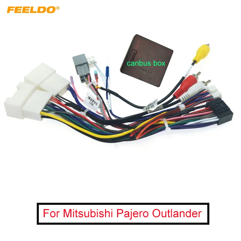 Автомобильный 16pin аудио жгут проводов FEELDO с can-шиной для Mitsubishi Outlander Aftermarket стерео