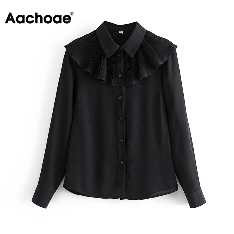 Aachoae Chic Ruffles Black Blouse Women Long Sleeve Lady Elegant Shirts Turn Down Collar Solid Tops Spring Autumn Blusas Mujer
Aachoae Chic Ruffles Black Blouse Women Long Sleeve Lady Elegant Shirts Turn Down Collar Solid Tops Spring Autumn Blusas Mujer