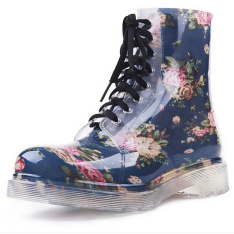 All Season Women Floral Rain Boots Transparent Waterproof Pvc Platform Low Non Slip Snow Cross Tie Multi Fashion Ladies Shoes
All Season Women Floral Rain Boots Transparent Waterproof Pvc Platform Low Non Slip Snow Cross Tie Multi Fashion Ladies Shoes