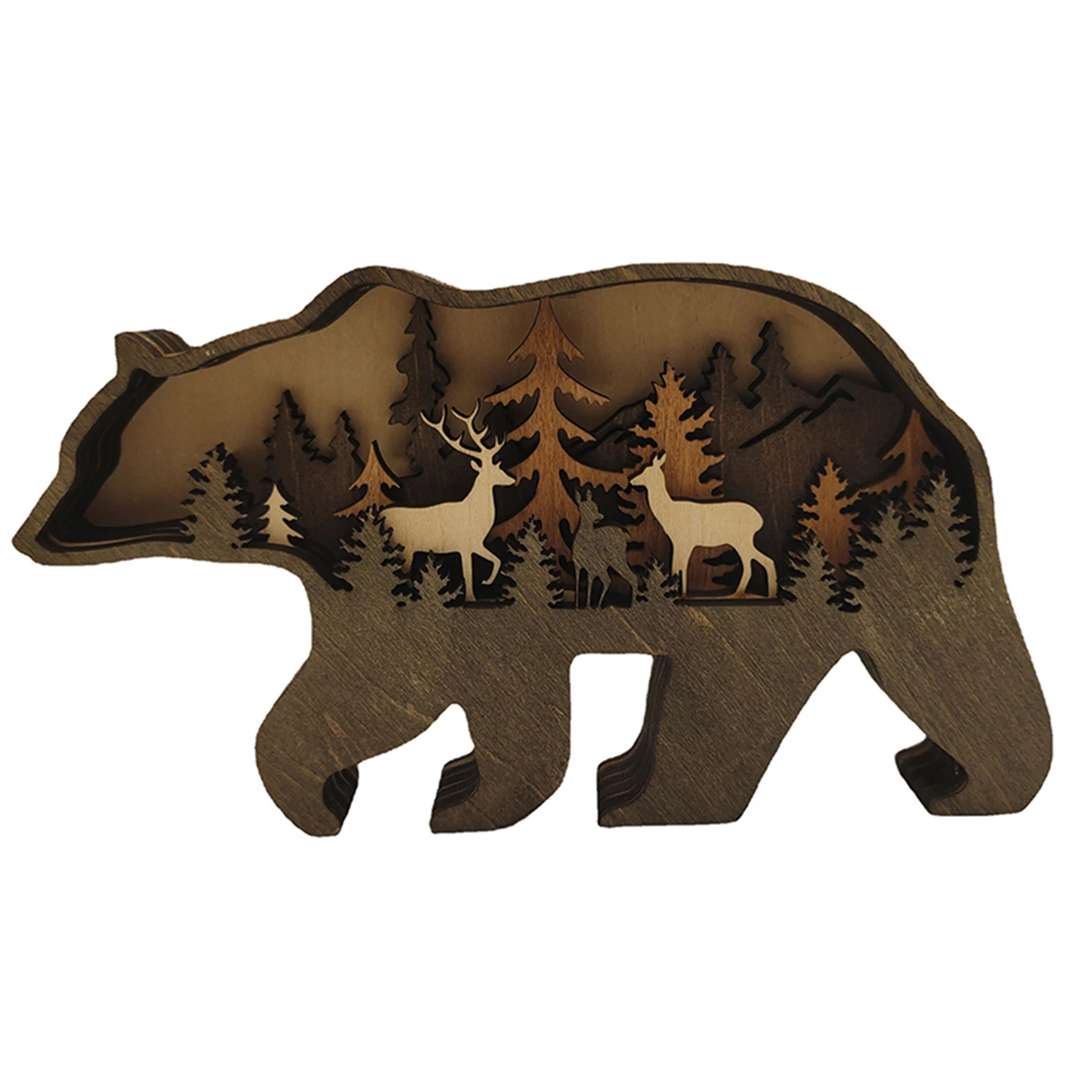 Forest Animal Wooden Home Ornament North American Multilayer Woodland Bear/elk Silhouette Decor For Shelf Table Qp2
Forest Animal Wooden Home Ornament North American Multilayer Woodland Bear/elk Silhouette Decor For Shelf Table Qp2