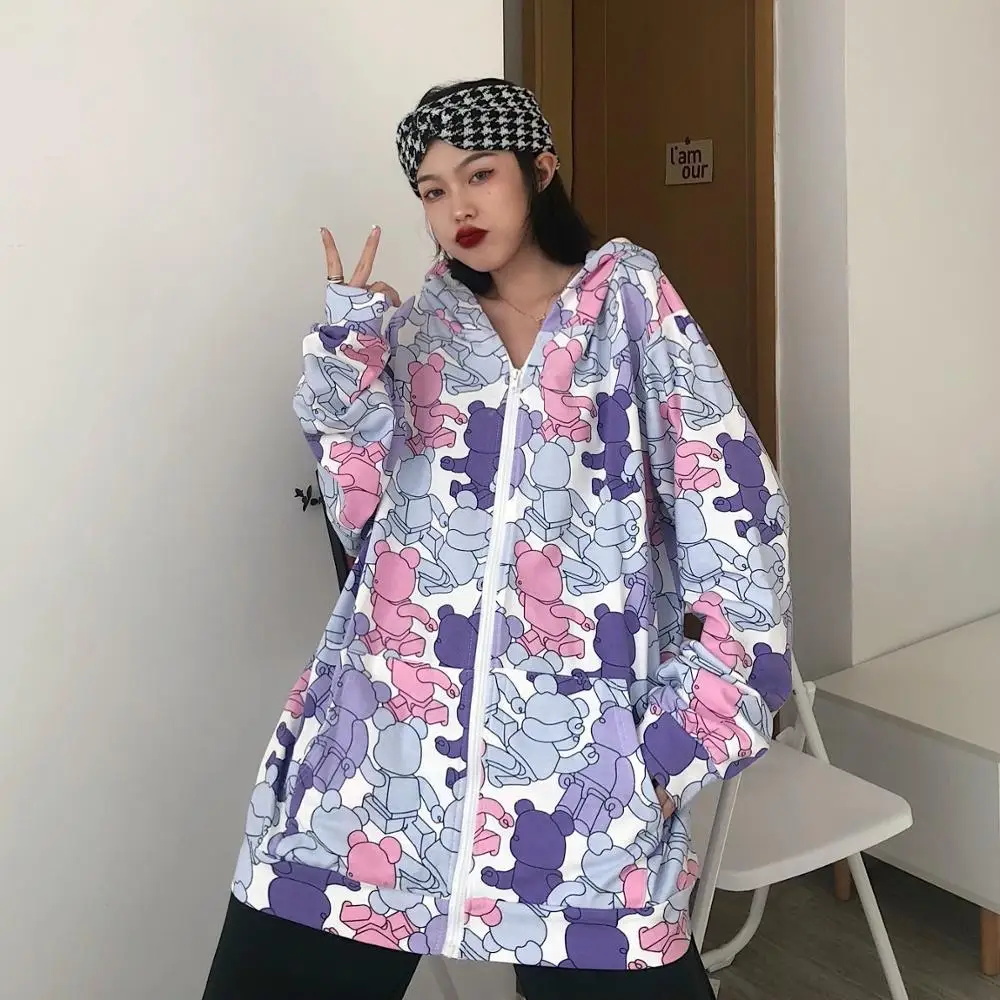 Autumn new cotton bear print Hoodie women's loose Hoodies zipper fashion coat Women's dress Top Hoodies Women's coat
Autumn new cotton bear print Hoodie women's loose Hoodies zipper fashion coat Women's dress Top Hoodies Women's coat