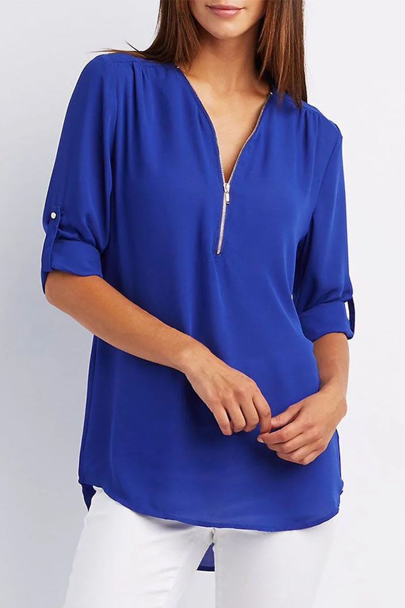 Women Blouse Plus Size Fashion Classic Vintage Colors Fashion Sexy V Neck Zipper Long Pull Sleeve Loose Female Solid ColorTops
Women Blouse Plus Size Fashion Classic Vintage Colors Fashion Sexy V Neck Zipper Long Pull Sleeve Loose Female Solid ColorTops