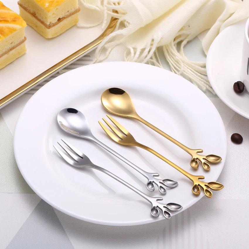 1PC Gold / Silver Leaf Coffee Spoon Dessert Fork Sugar Spoon Ice Cream Tea Stirring Spoons Demitasse Espresso Spoons Cutlery
1PC Gold / Silver Leaf Coffee Spoon Dessert Fork Sugar Spoon Ice Cream Tea Stirring Spoons Demitasse Espresso Spoons Cutlery
