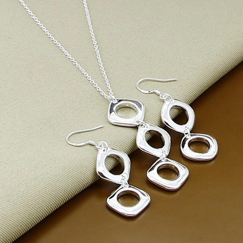 New Style 925 Sterling Silver Round Square Pendant Necklace Earring Set For Women’S Engagement Party Wedding Fashion Charm Jewel
New Style 925 Sterling Silver Round Square Pendant Necklace Earring Set For Women’S Engagement Party Wedding Fashion Charm Jewel