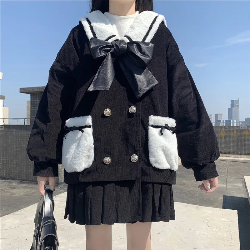Женское Шерстяное Пальто Harajuku в японском стиле колледжа с матросским воротником, кавайная зимняя Смешанная куртка, мягкое меховое пальто с оборками для девушек, парка
Женское Шерстяное Пальто Harajuku в японском стиле колледжа с матросским воротником, кавайная зимняя Смешанная куртка, мягкое меховое пальто с оборками для девушек, парка