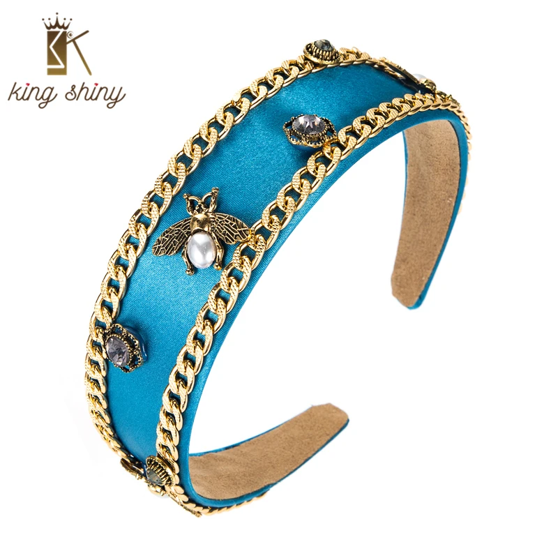 Корона для волос King, блестящая, с искусственным жемчугом в стиле барокко, золотого цвета, повязка Пчелка 
Корона для волос King, блестящая, с искусственным жемчугом в стиле барокко, золотого цвета, повязка Пчелка