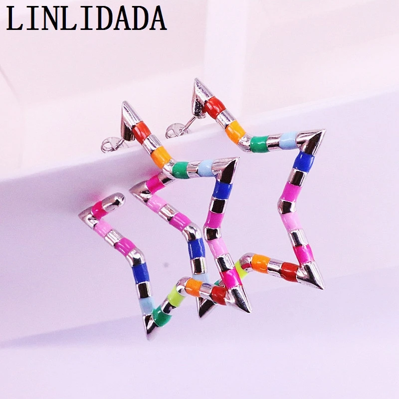 5Pair New arrival Fashion Colorful Enamel Stud Earrings for Women Silver Color Big Star / Heart Earrings
5Pair New arrival Fashion Colorful Enamel Stud Earrings for Women Silver Color Big Star / Heart Earrings