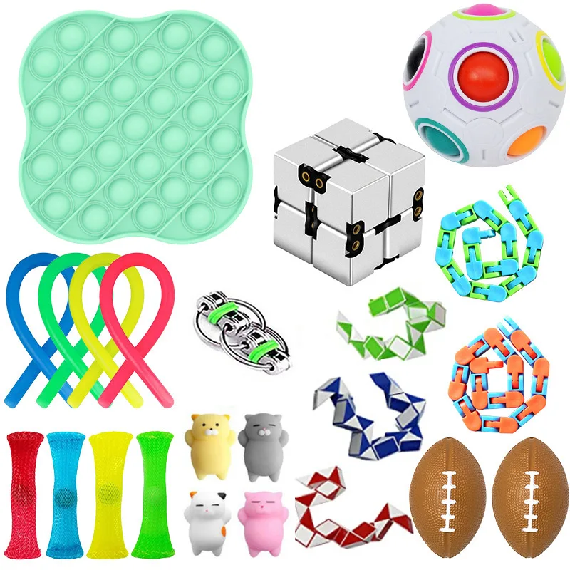 31 Pack Fidget Toys Sensory Set Antistress Relief Pops it Bubble Autism Anxiety Anti Stress Decompression Toy for Kids Adults W
31 Pack Fidget Toys Sensory Set Antistress Relief Pops it Bubble Autism Anxiety Anti Stress Decompression Toy for Kids Adults W