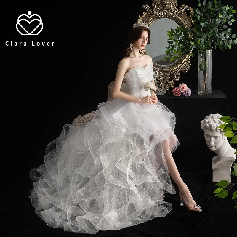 2021 wedding dress new front short back long tailed Princess pengpeng skirt miniskirt floor length gowns bride dresses
2021 wedding dress new front short back long tailed Princess pengpeng skirt miniskirt floor length gowns bride dresses