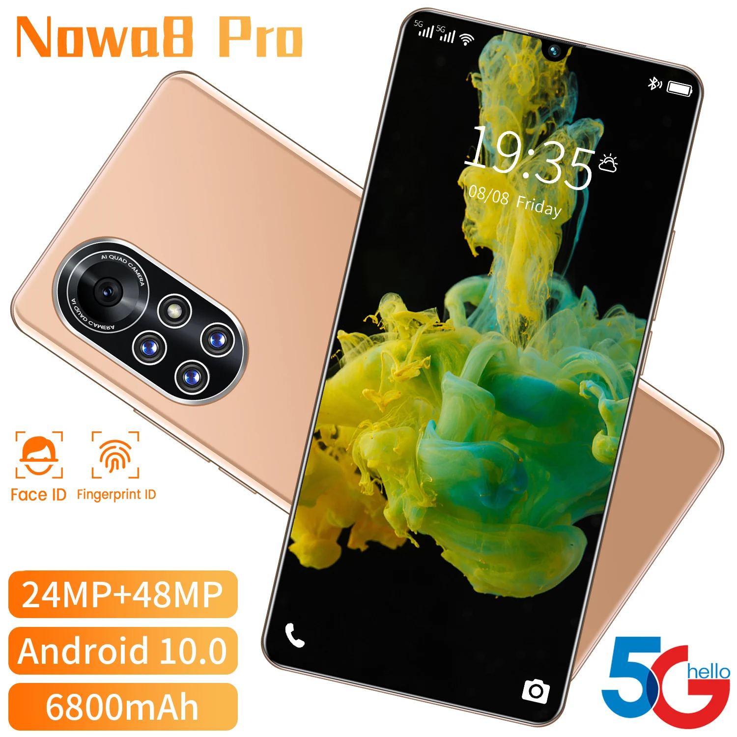 Nowa8 Pro 7.1 Inch Drop Screen 12GB+256GB 6800mAh 24MP+48MP Dual SIM+Micro 10 Core Cell Phone MTK6889 Face ID 5G Smart Phones
Nowa8 Pro 7.1 Inch Drop Screen 12GB+256GB 6800mAh 24MP+48MP Dual SIM+Micro 10 Core Cell Phone MTK6889 Face ID 5G Smart Phones