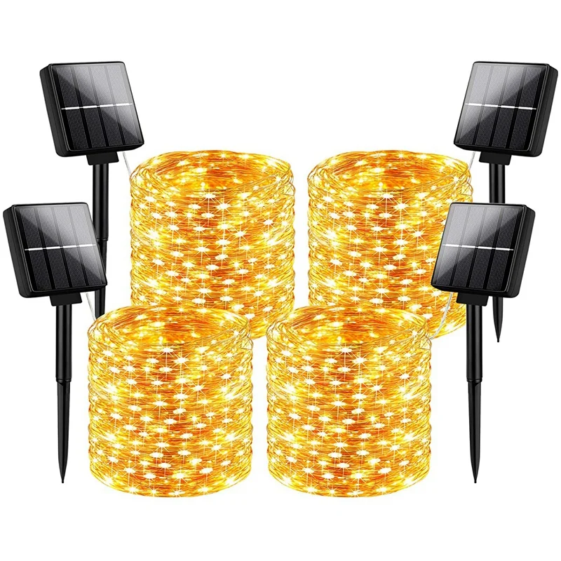 Outdoor Solar String Lights Waterproof 288Ft, 4-Pack Each 72FT 200 LED Fairy Lights With 8 Lighting Modes Warm White
Outdoor Solar String Lights Waterproof 288Ft, 4-Pack Each 72FT 200 LED Fairy Lights With 8 Lighting Modes Warm White