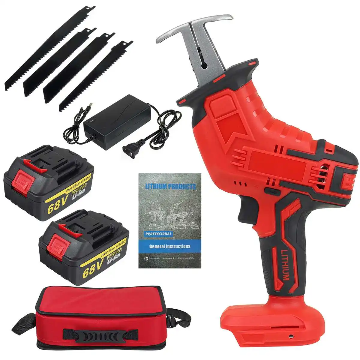 68V Reciprocating Saw Adjustable Speed Electric Saw with 4 Pieces Blades Saber Saw Portable Electric Saw for Wood Metal Cutting
68V Reciprocating Saw Adjustable Speed Electric Saw with 4 Pieces Blades Saber Saw Portable Electric Saw for Wood Metal Cutting