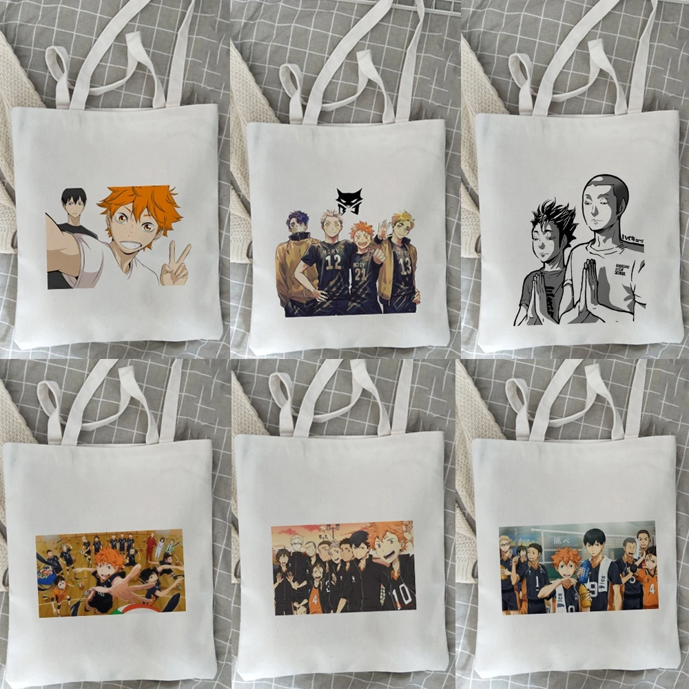 Холщовые сумки для волейбола Haikyuu для юниоров, вместительные сумки-тоуты с рисунком аниме, шоппер
Холщовые сумки для волейбола Haikyuu для юниоров, вместительные сумки-тоуты с рисунком аниме, шоппер