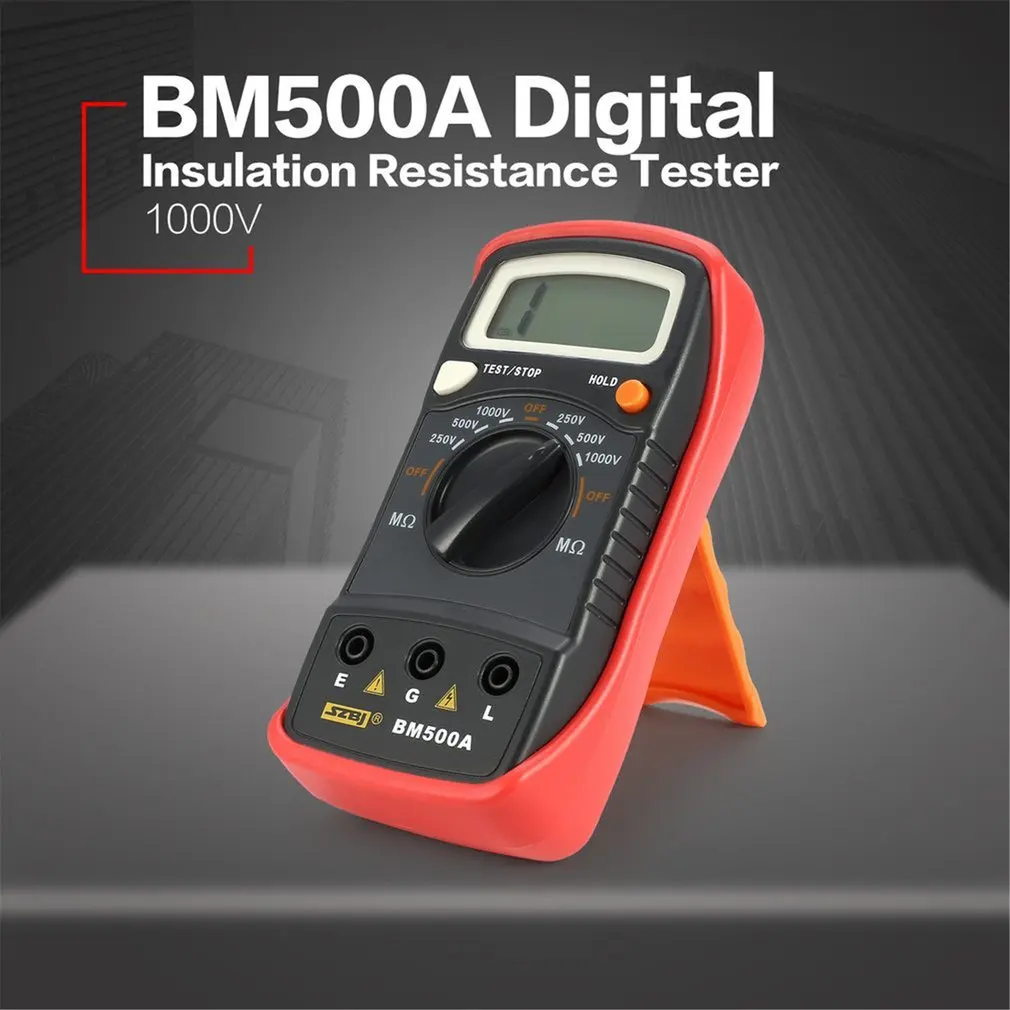 

BM500A 1000V Digital Auto Range Insulation Resistance Meter Tester Megohmmeter Voltmeter High Voltage LED Indication