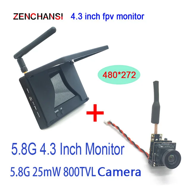 5 8G 48-канальный 4 3 дюймовый монитор FPV 480x272 встроенный аккумулятор и