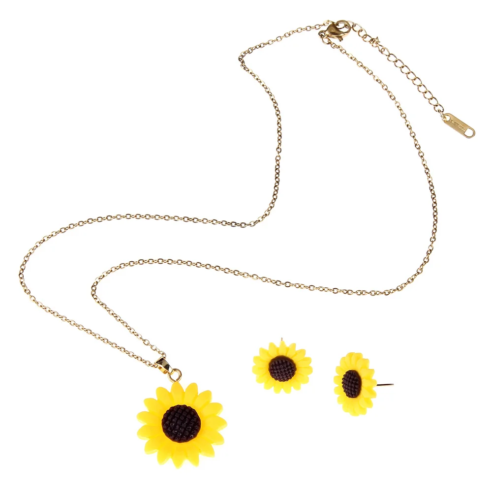 2021 Sunflower Stainless Steel Pendant Chains Necklace Stud Earrings for Women Bridal African Jewelry Set Kolczyki Collares
2021 Sunflower Stainless Steel Pendant Chains Necklace Stud Earrings for Women Bridal African Jewelry Set Kolczyki Collares