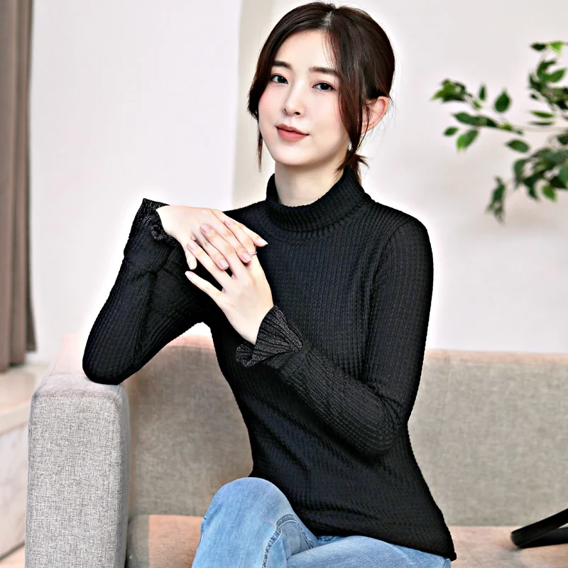 New Fashion Lady Slim Bottoming Shirt Women'S Autumn Winter Long Sleeve T-Shirt Female Folding High Neck Horn Cuffed Top
New Fashion Lady Slim Bottoming Shirt Women'S Autumn Winter Long Sleeve T-Shirt Female Folding High Neck Horn Cuffed Top