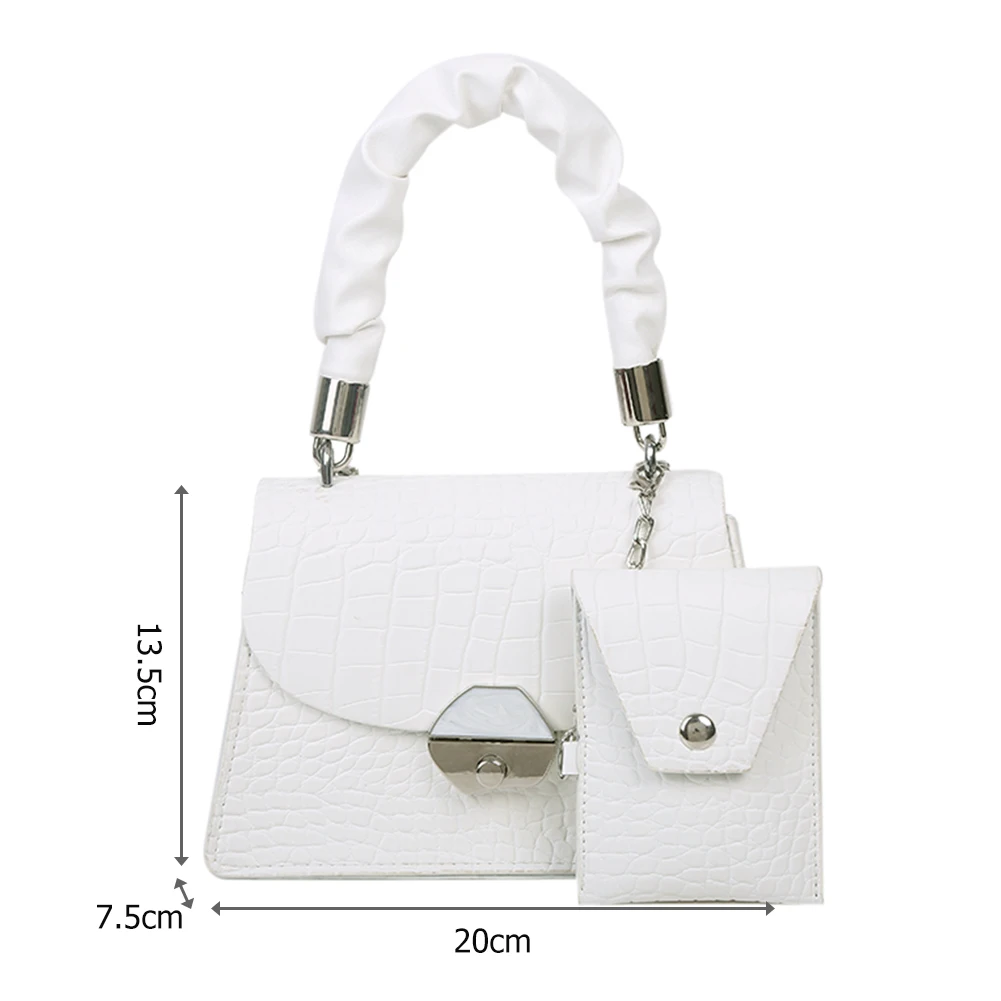 Fashion Women Pleated Handle Shoulder Bags Alligator PU Leather Totes Small Lady Chain Crossbody Handbags with Clutches Pouch
Fashion Women Pleated Handle Shoulder Bags Alligator PU Leather Totes Small Lady Chain Crossbody Handbags with Clutches Pouch