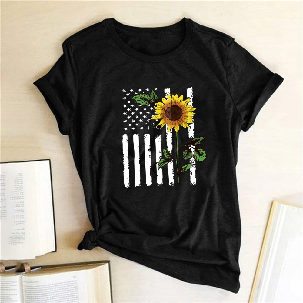 Sunflower American National Flag Printed T-shirts Women Summer Graphic Tees Women Aesthetic Tops for Teens Casual Ropa Mujer
Sunflower American National Flag Printed T-shirts Women Summer Graphic Tees Women Aesthetic Tops for Teens Casual Ropa Mujer