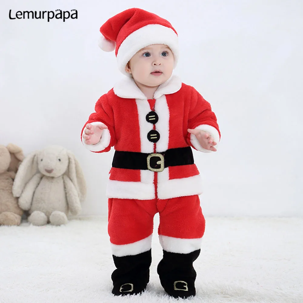 Зимняя детская одежда на Рождество для новорожденных комбинезон с длинными
