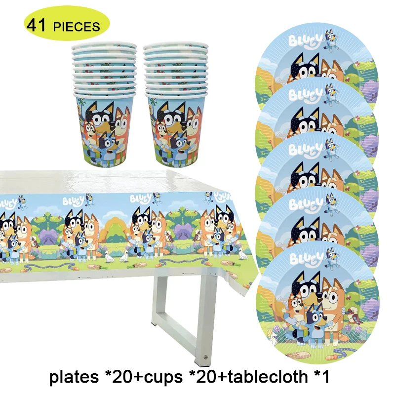 Bluey's Birthday Party Decoration Bluey Dog Herd Bulldog Pull Flag Tablecloth Plate Cup Disposable Tableware Party Supplies Set
Bluey's Birthday Party Decoration Bluey Dog Herd Bulldog Pull Flag Tablecloth Plate Cup Disposable Tableware Party Supplies Set