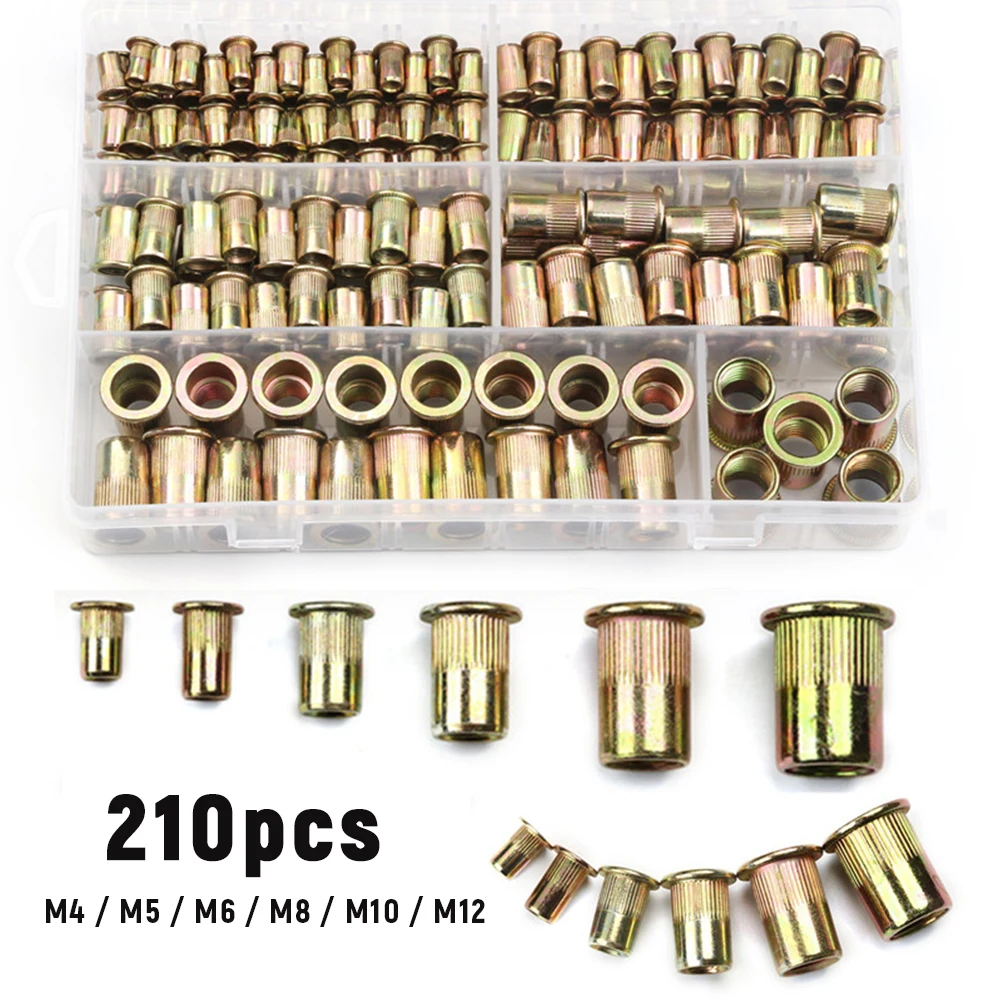 210/165/100pcs Box Carbon Steel Rivet Nuts Carbon Steel M3 M4 M5 M6 M8 M10 M12 Flat Head Rivet Nuts Set Hardware Parts 
210/165/100pcs Box Carbon Steel Rivet Nuts Carbon Steel M3 M4 M5 M6 M8 M10 M12 Flat Head Rivet Nuts Set Hardware Parts