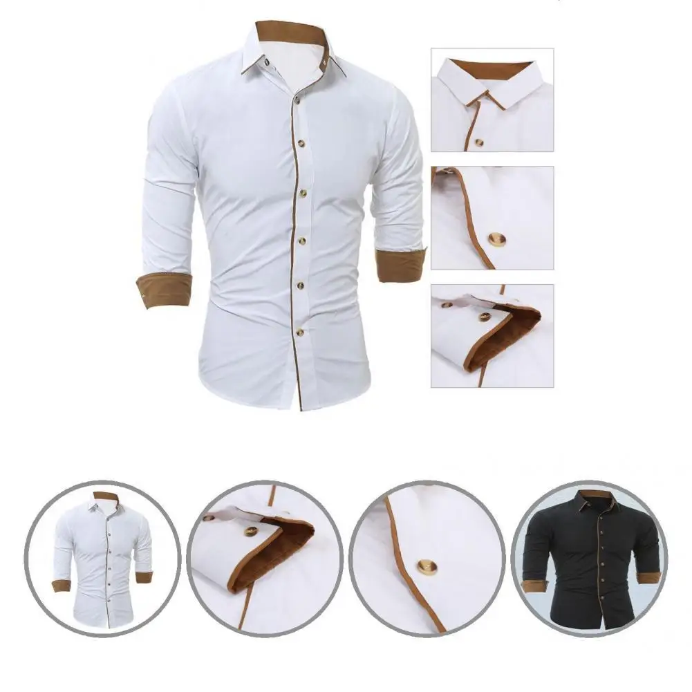 

Отличная мягкая Осенняя рубашка с отворотом, деловая Мужская рубашка с защитой от морщин для встреч