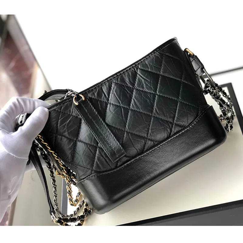 

Luxury hobo handbags vintage leather women designer shoulder bags female aged calfskin small crossbody bag brand chain bag