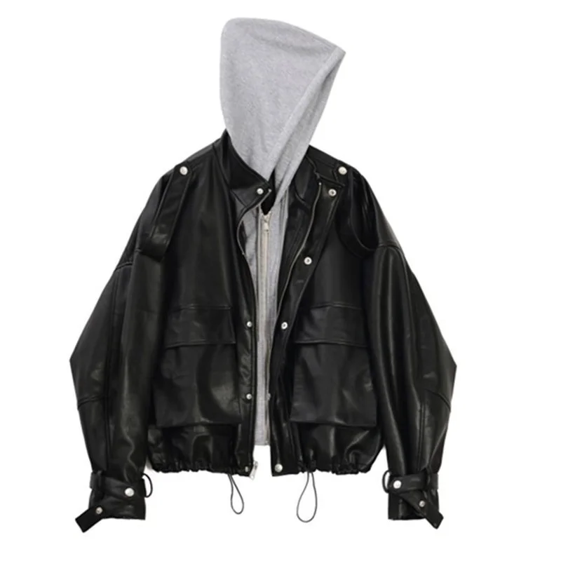 Spring Autumn New Thickened Trendsetter Korean Long Sleeve Round Neck Coat Hooded PU Leather Jackets Woman Fashion Tops Cardigan
Spring Autumn New Thickened Trendsetter Korean Long Sleeve Round Neck Coat Hooded PU Leather Jackets Woman Fashion Tops Cardigan