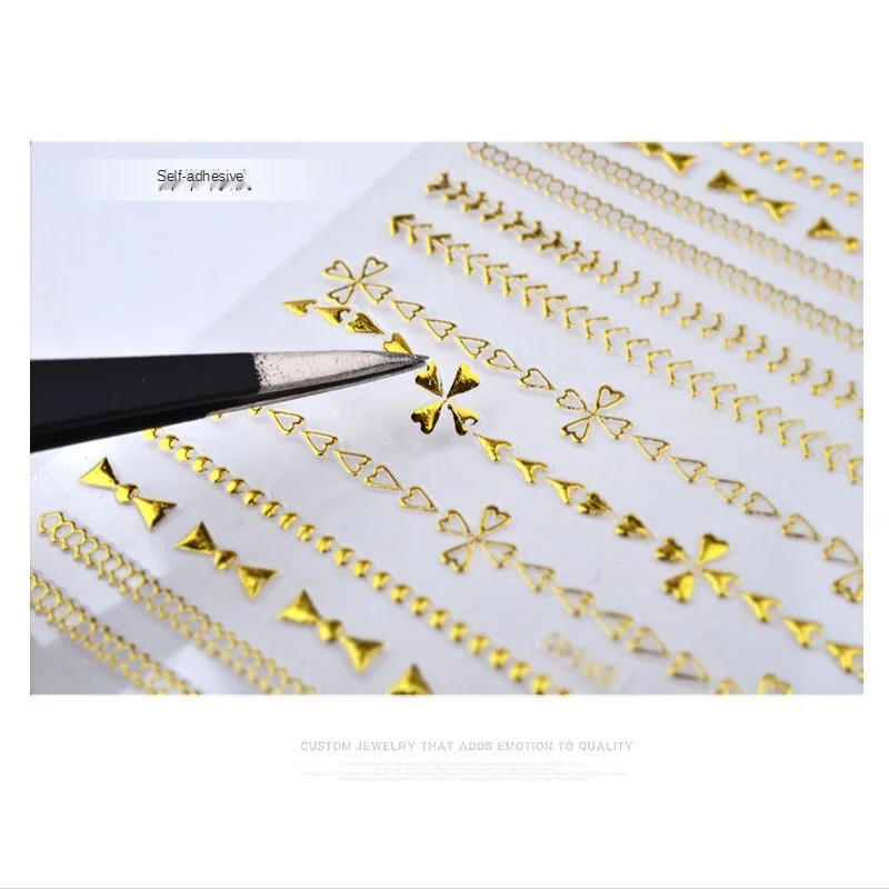 2021 New Ultrathin Metallic 3D Nail Stickers Set Gold Geometrical Line Chain Zipper Metal Decals Manicure Nail Art Decorations
2021 New Ultrathin Metallic 3D Nail Stickers Set Gold Geometrical Line Chain Zipper Metal Decals Manicure Nail Art Decorations