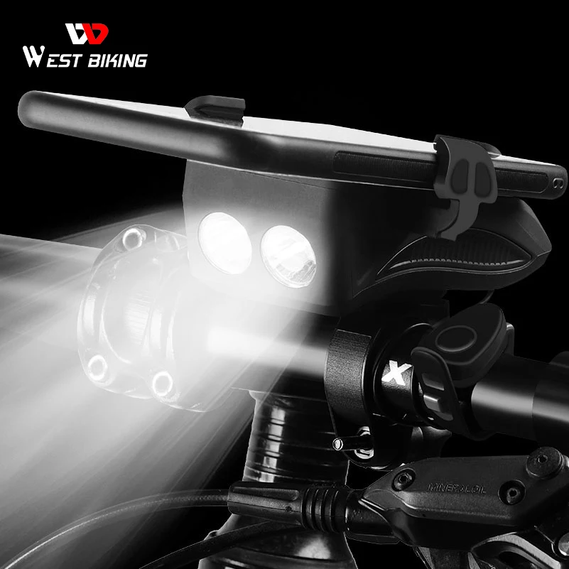 WEST BIKING 4 In 1 Bicycle Light Flashlight Bike Horn Alarm Bell Phone Holder Power Bank Bike Accessories Cycling Front Lamp MTB
WEST BIKING 4 In 1 Bicycle Light Flashlight Bike Horn Alarm Bell Phone Holder Power Bank Bike Accessories Cycling Front Lamp MTB