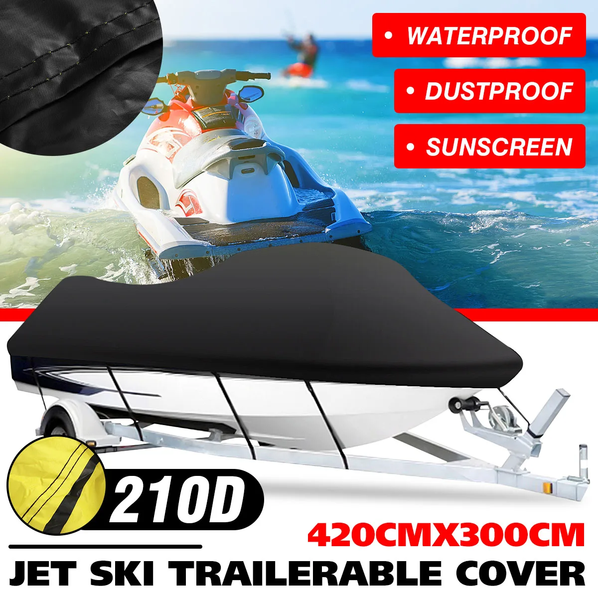 420x300cm Jet Ski Boat Cover 210D Waterproof Sunshade Anti Snow Watercraft Motorboat Cover For Yamaha WaveRunner EXR/VX Cruiser
420x300cm Jet Ski Boat Cover 210D Waterproof Sunshade Anti Snow Watercraft Motorboat Cover For Yamaha WaveRunner EXR/VX Cruiser