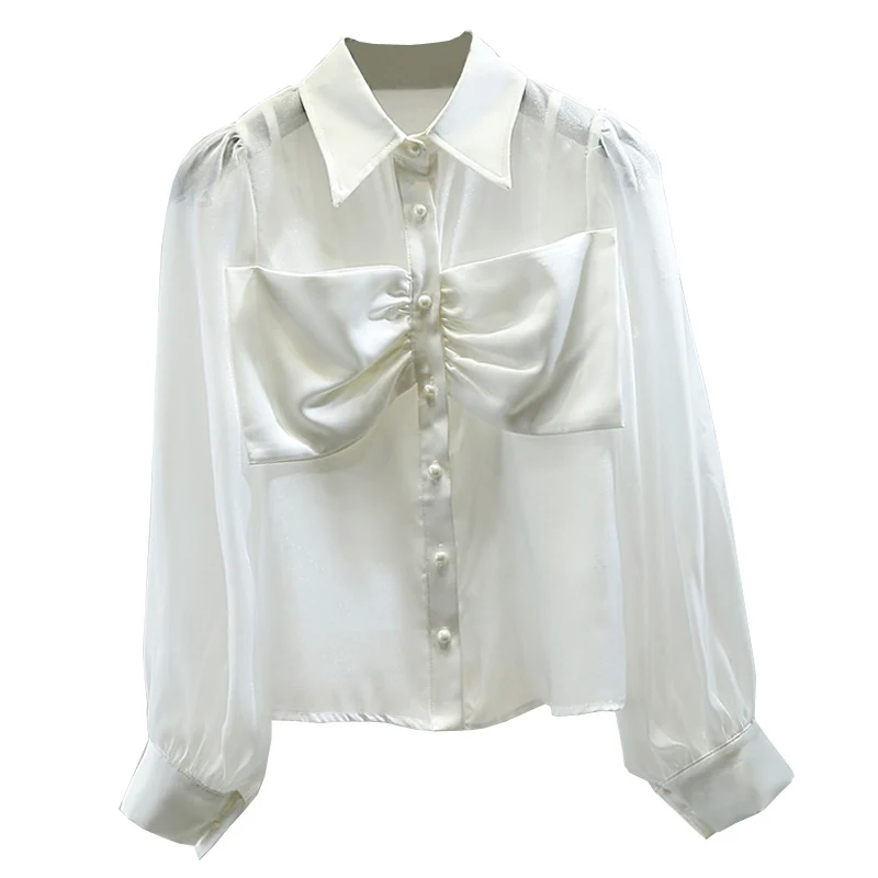 Sweet Bow Single-Breasted Transparent Organza Shirt Women's Long Sleeve Shirts 2020 Autumn Lady's Tops Blusas
Sweet Bow Single-Breasted Transparent Organza Shirt Women's Long Sleeve Shirts 2020 Autumn Lady's Tops Blusas