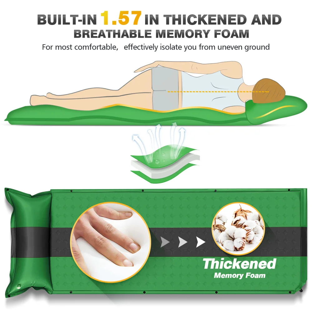 MOVTOTOP Memory Inflatable Sleeping Pad Memory Camping Padding Cushion for Hiking Camping Climbing 196x68x4cm (Green)
MOVTOTOP Memory Inflatable Sleeping Pad Memory Camping Padding Cushion for Hiking Camping Climbing 196x68x4cm (Green)