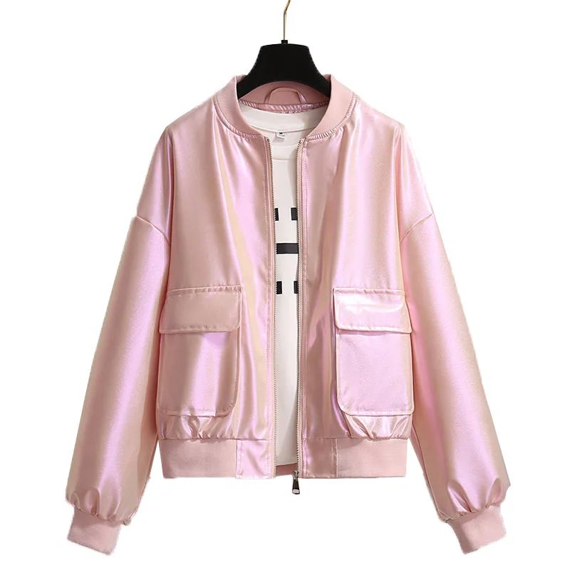 Casaco Feminino розовая бейсбольная форма Топы блестящая женская куртка весна осень 2021 Новая тонкая короткая куртка повседневная женская куртка
Casaco Feminino розовая бейсбольная форма Топы блестящая женская куртка весна осень 2021 Новая тонкая короткая куртка повседневная женская куртка